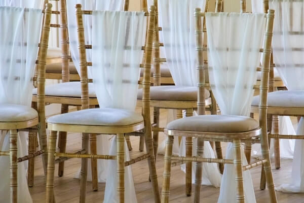 wedding chair tulle drape low-cost decoration